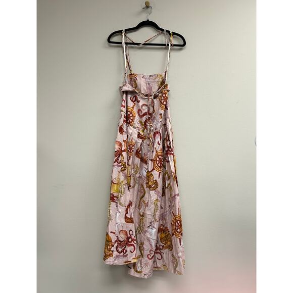 FARM RIO Nautical Wonder Pink Strappy Maxi Dress Size M NWT - Picture 5 of 6